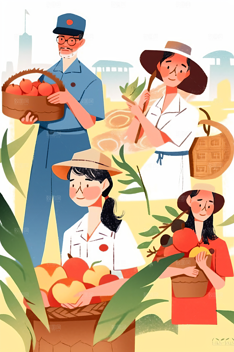 各行各业人物行业五一劳动节插画
