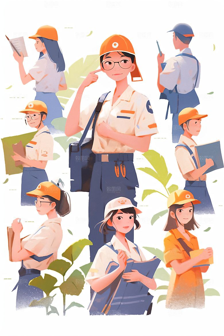 各行各业人物肖像行业插画