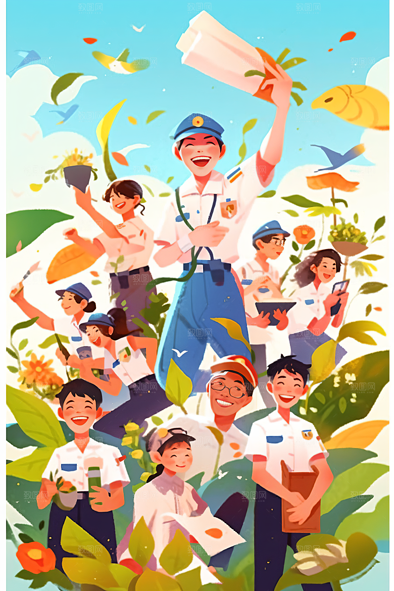 各行各业人物形象肖像插画