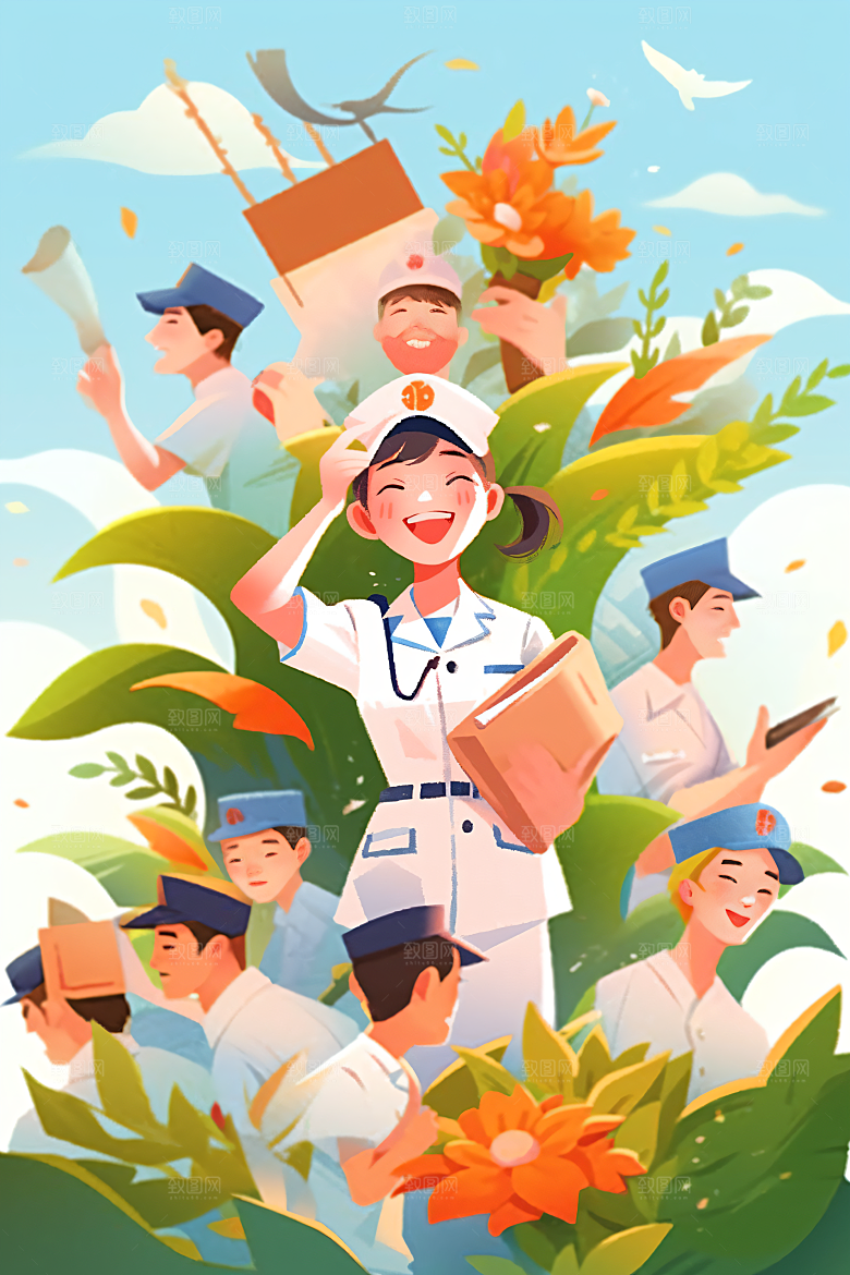各行各业人物肖像人物插画