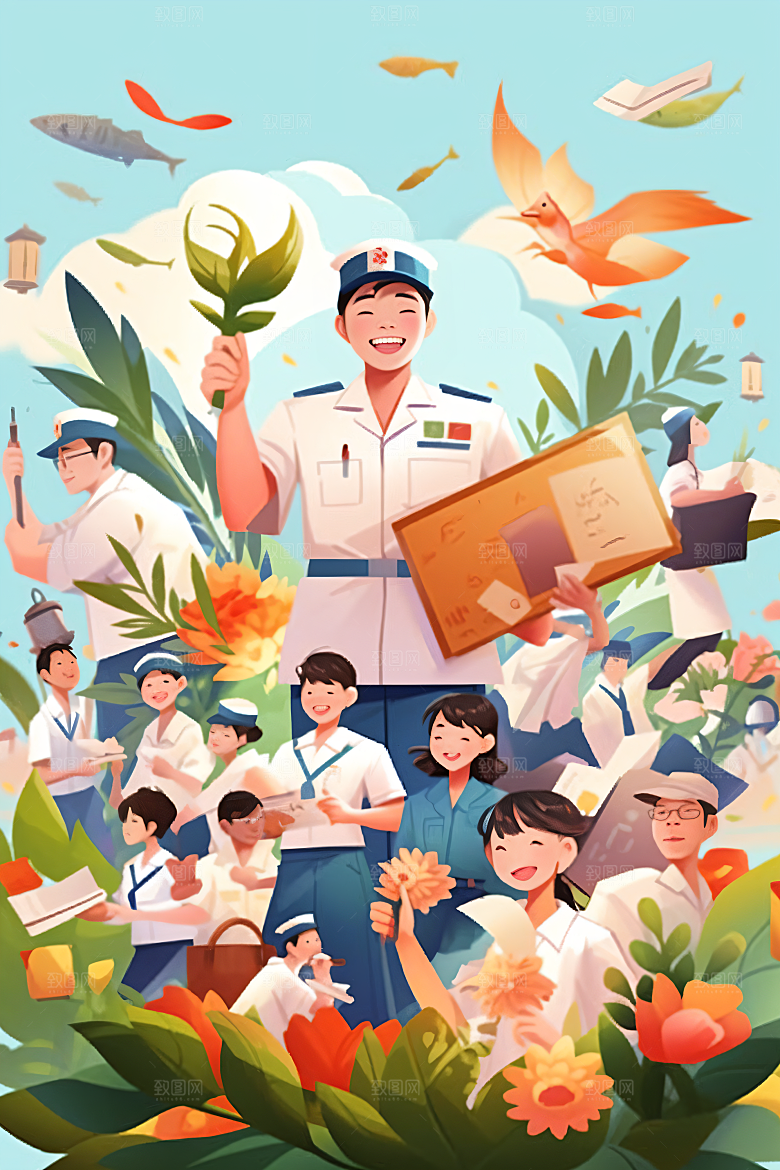 各行各业人物形象不同职业插画