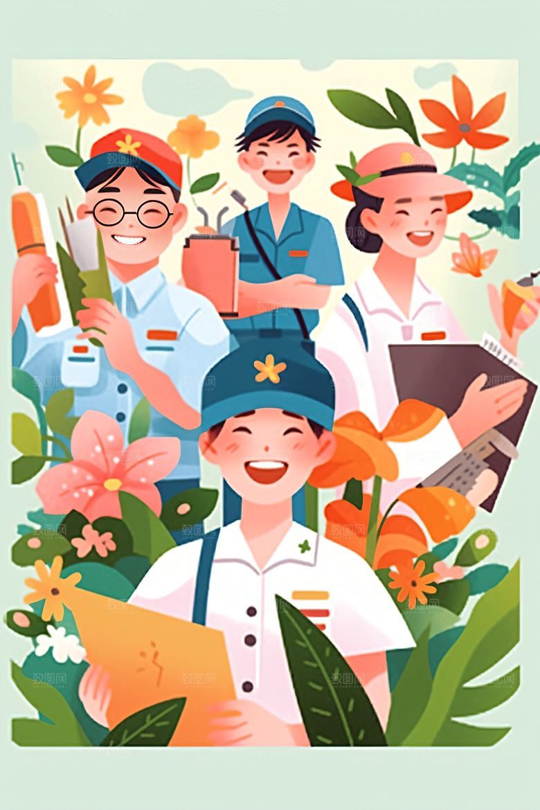 各行各业人物人物工种插画
