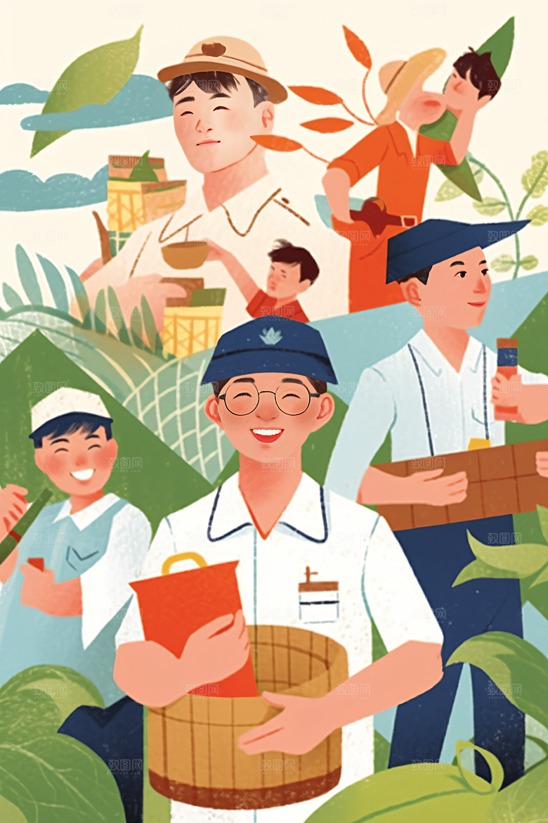 各行各业人物肖像不同职业插画