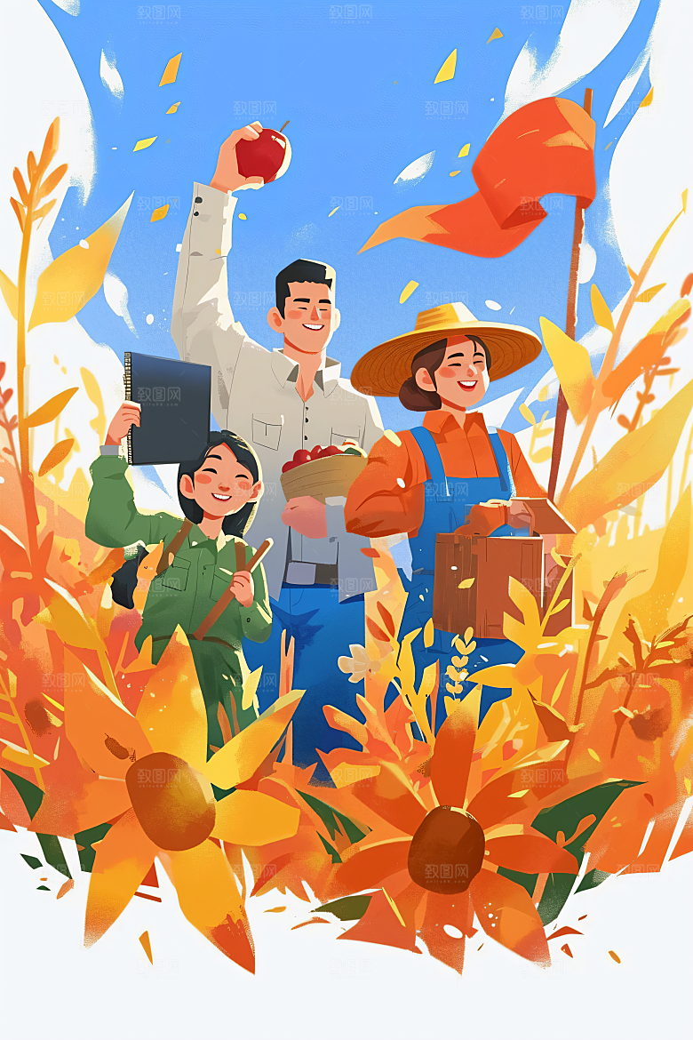 各行各业人物形象致敬劳动者插画