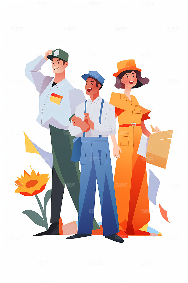各行各业人物不同职业行业插画