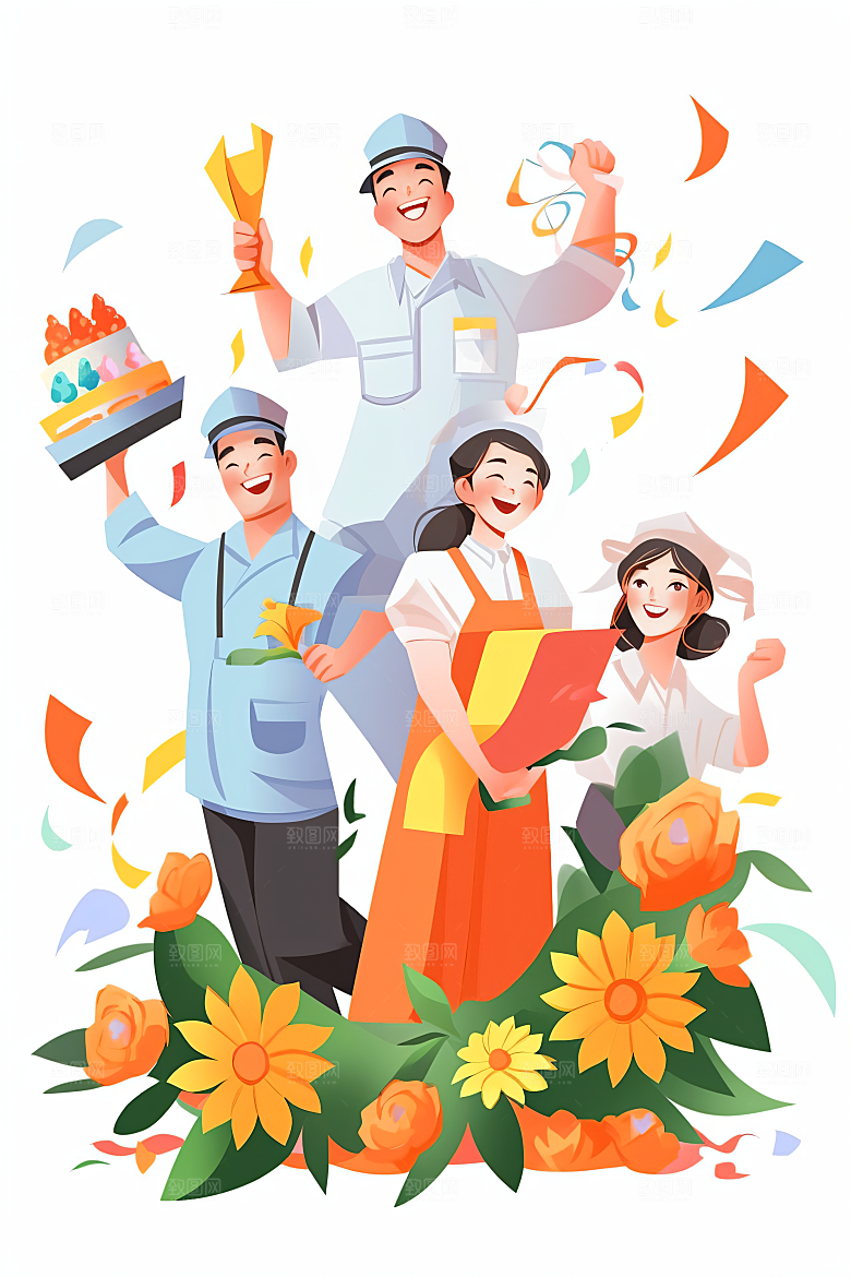 各行各业人物五一劳动节人物插画