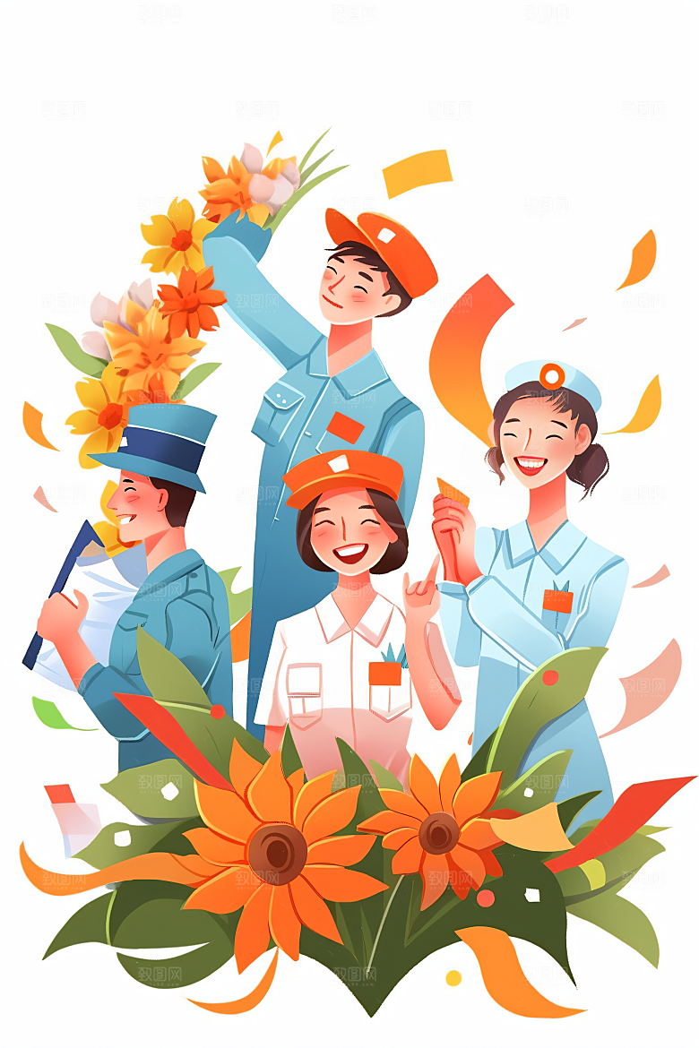 各行各业人物不同职业工种插画