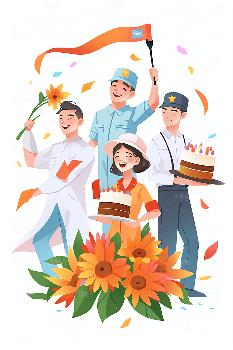 各行各业人物致敬劳动者行业插画