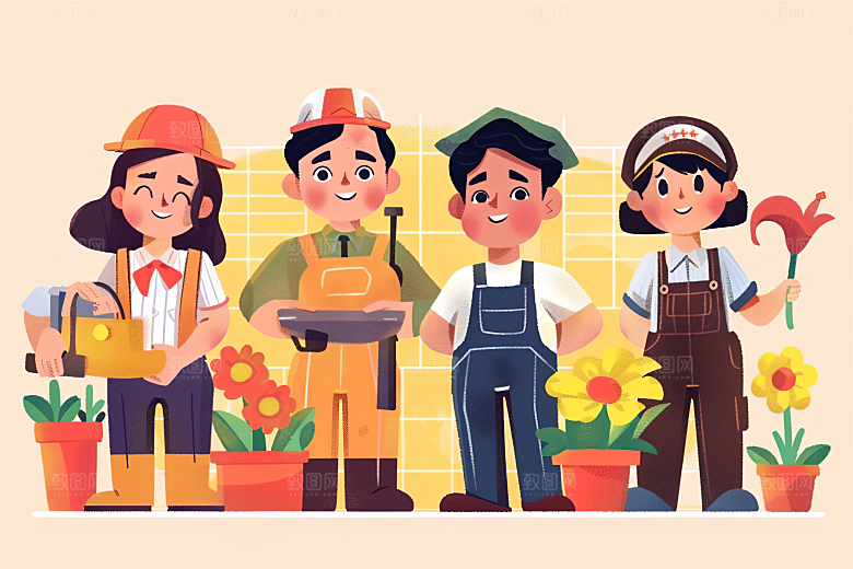 各行各业人物人物肖像插画