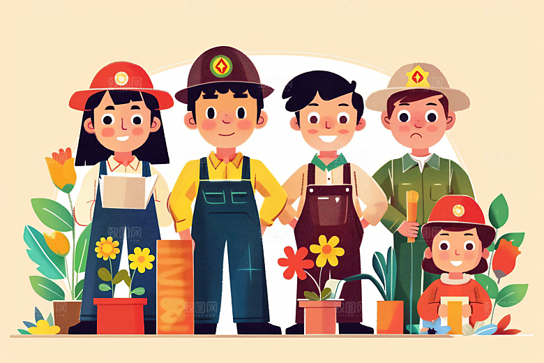 各行各业人物致敬劳动者工种插画