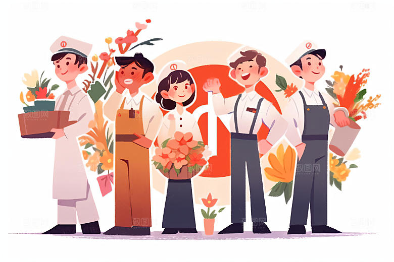 各行各业人物人物五一劳动节插画