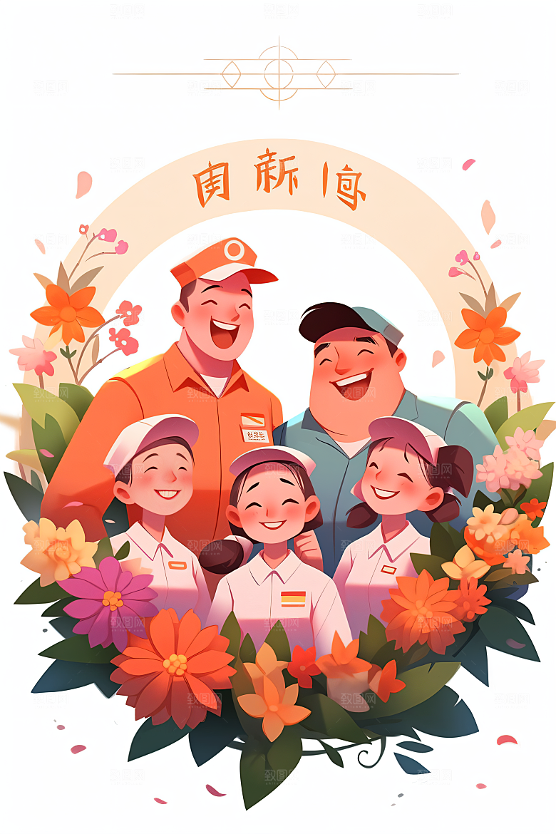 各行各业人物五一劳动节不同职业插画