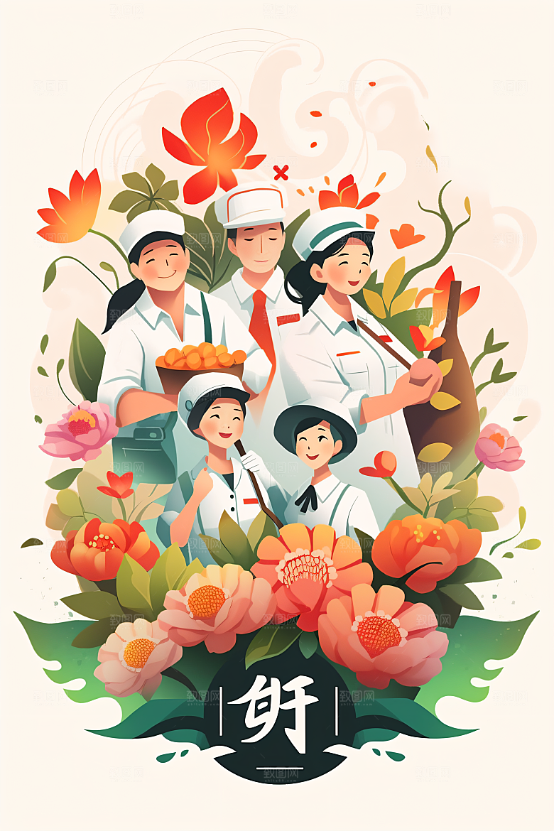 各行各业人物不同职业行业插画
