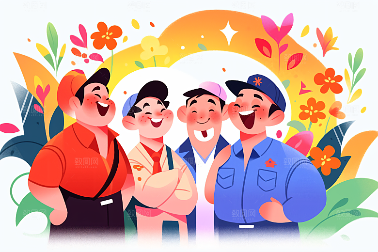 各行各业人物形象致敬劳动者插画