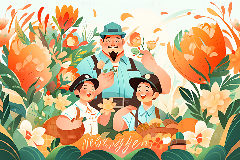 各行各业人物致敬劳动者五一劳动节插画
