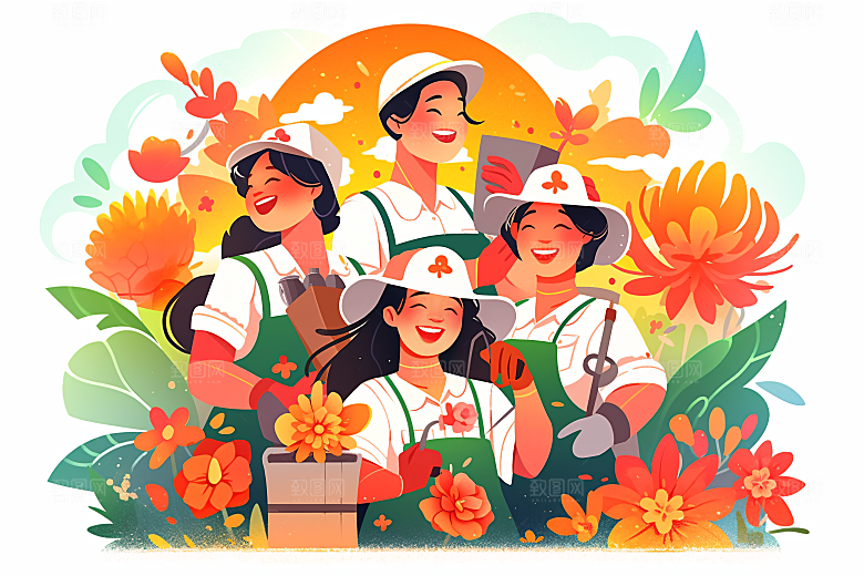 各行各业人物肖像工种插画