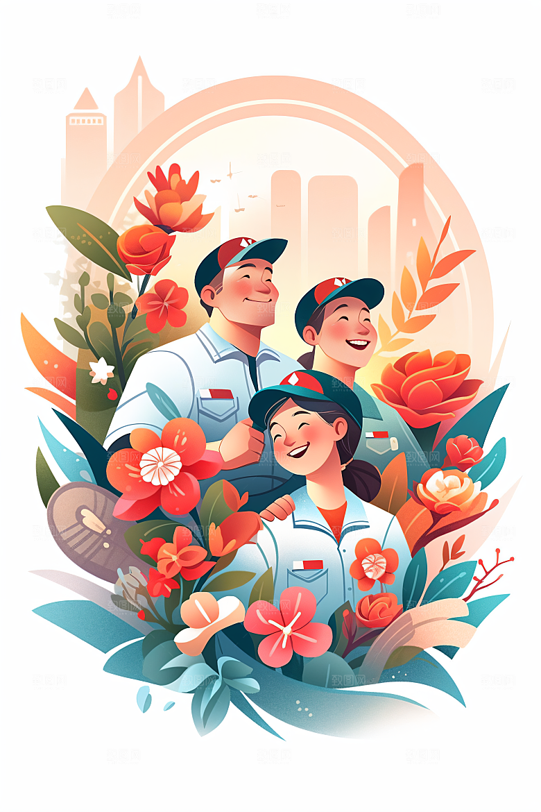 各行各业人物肖像人物插画