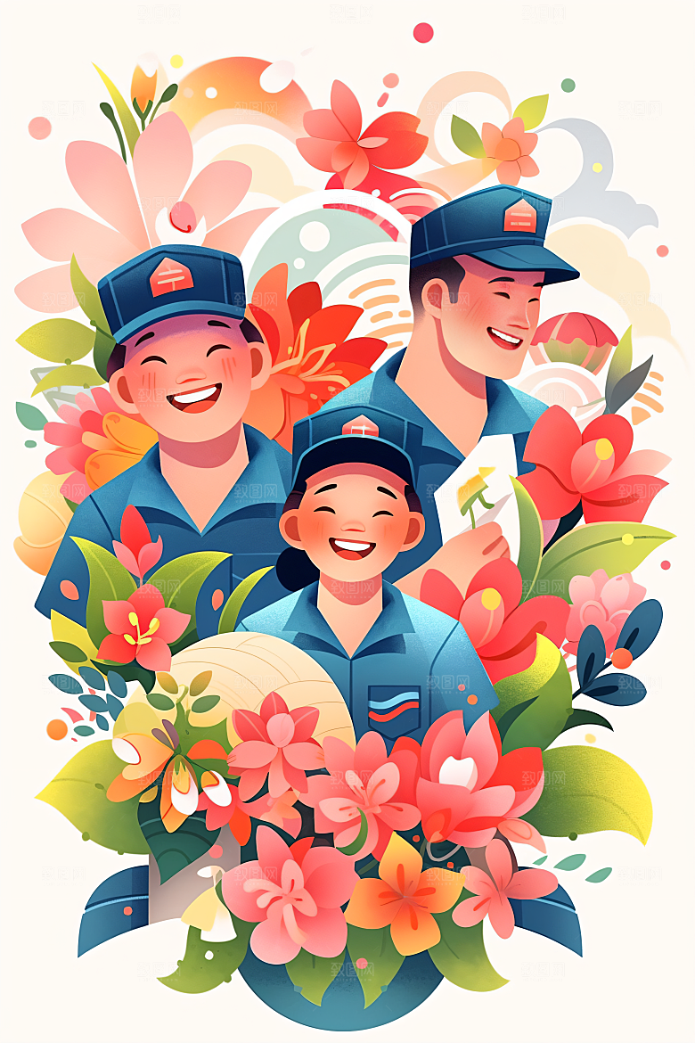 各行各业人物五一劳动节不同职业插画
