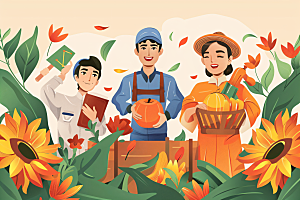 各行各业人物行业工种插画