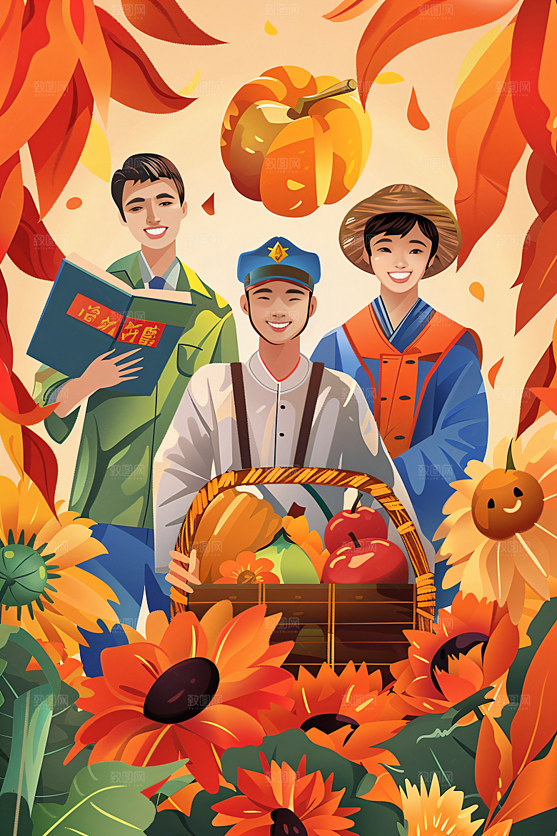 各行各业人物肖像不同职业插画