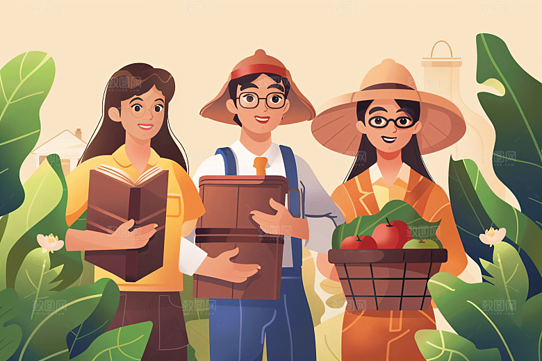 各行各业人物形象肖像插画