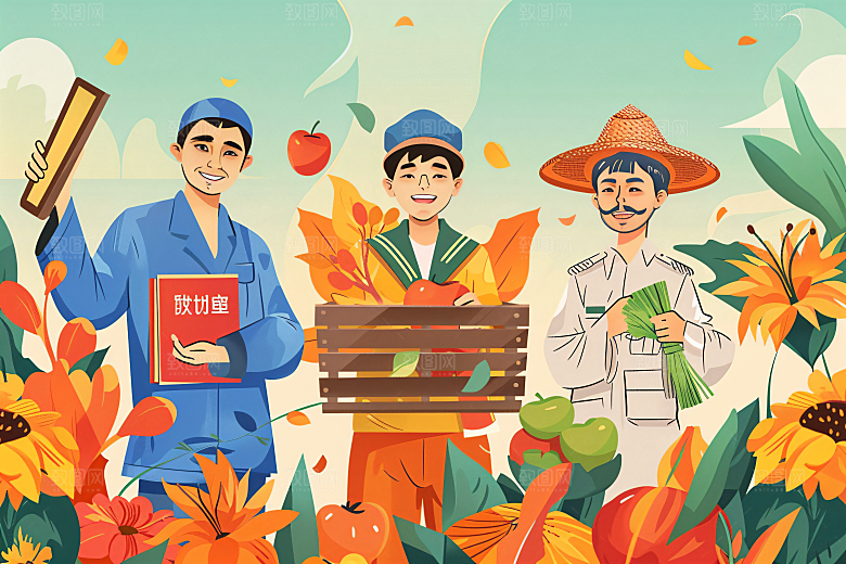 各行各业人物形象肖像插画
