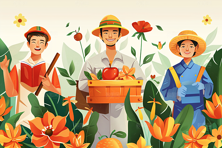 各行各业人物人物五一劳动节插画