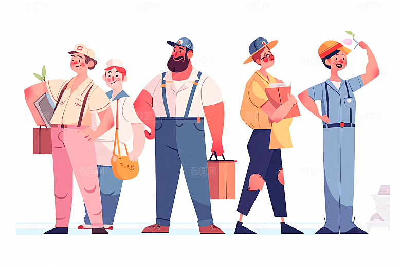 各行各业人物不同职业肖像插画