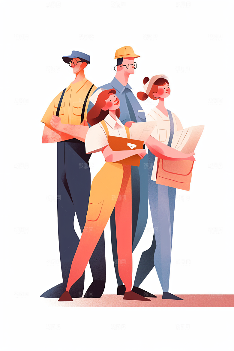 各行各业人物肖像不同职业插画