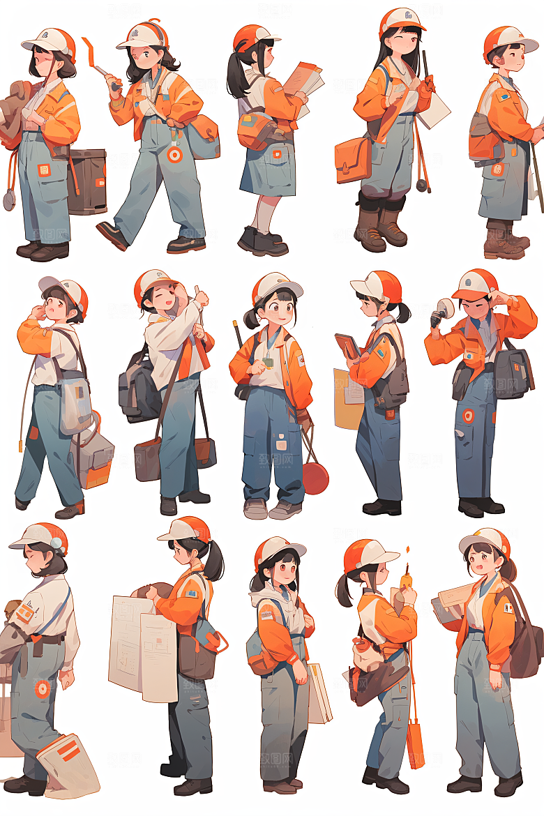 各行各业人物不同职业行业插画