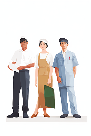 各行各业人物不同职业工种插画
