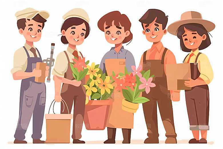 各行各业人物五一劳动节不同职业插画