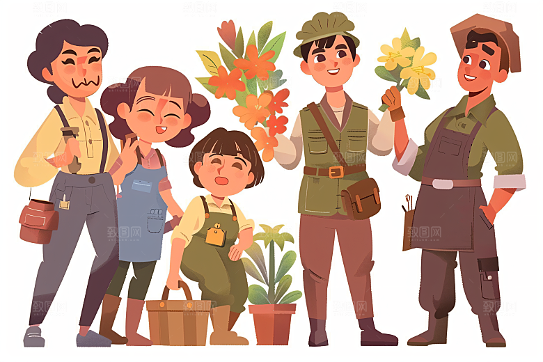 各行各业人物形象肖像插画