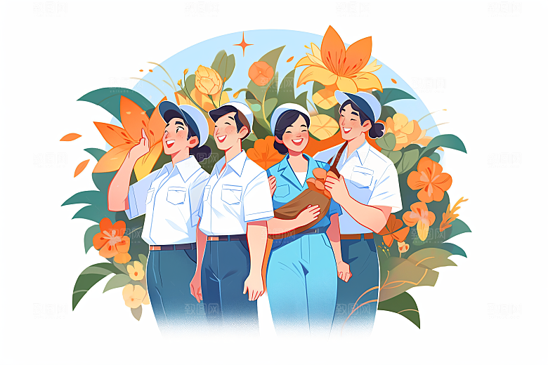 各行各业人物形象工种插画