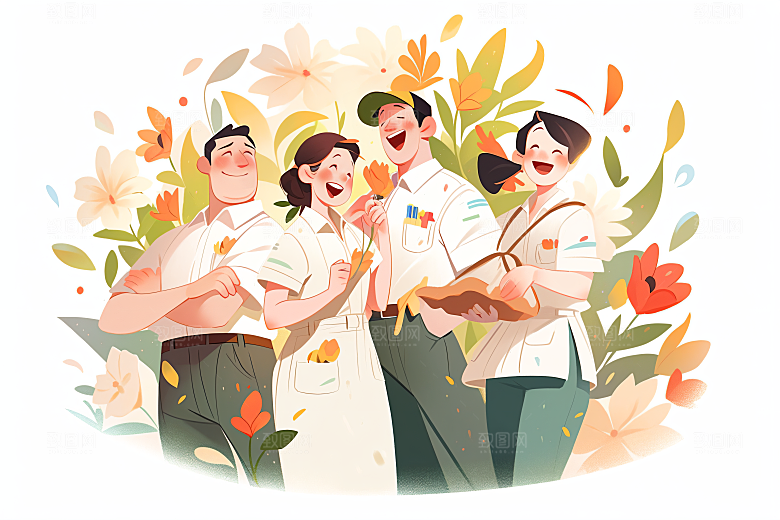 各行各业人物致敬劳动者工种插画