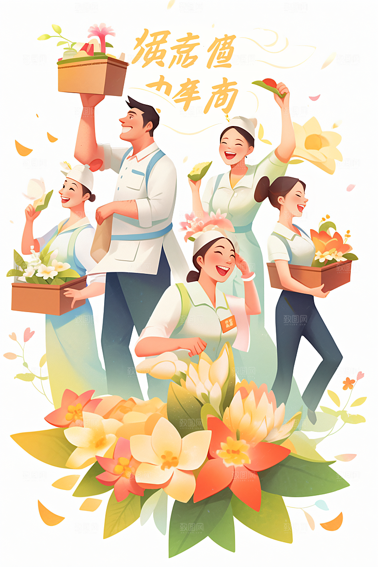 各行各业人物肖像工种插画