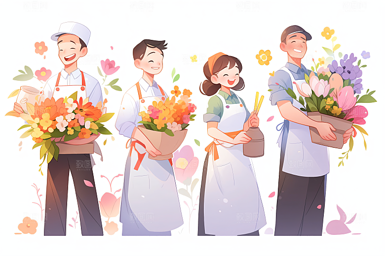 各行各业人物工种肖像插画