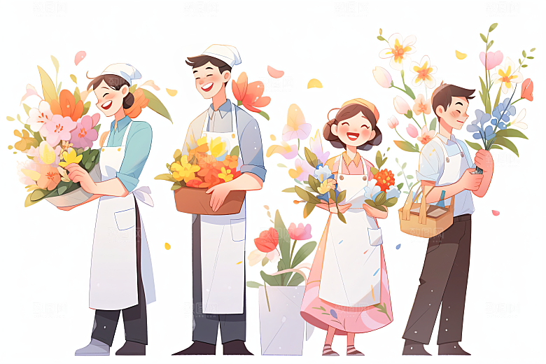 各行各业人物行业肖像插画