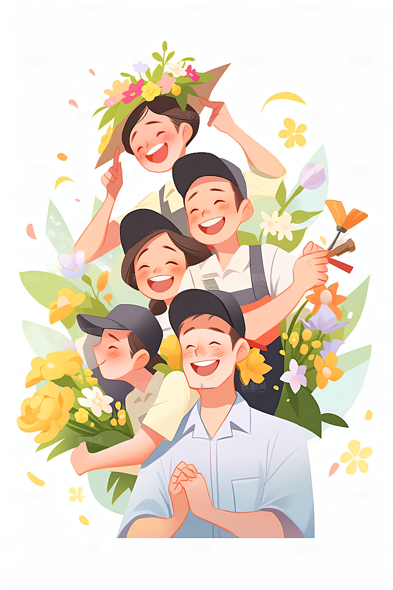 各行各业人物致敬劳动者人物插画