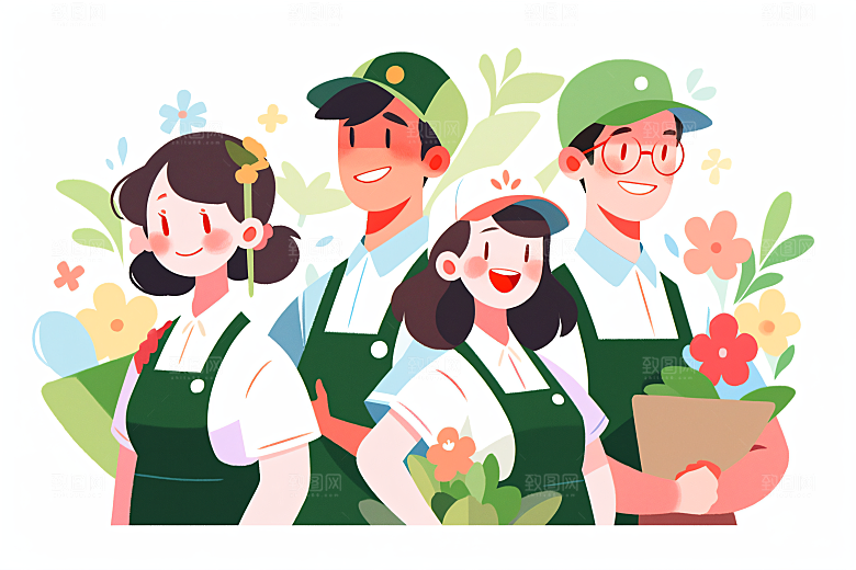 各行各业人物工种五一劳动节插画