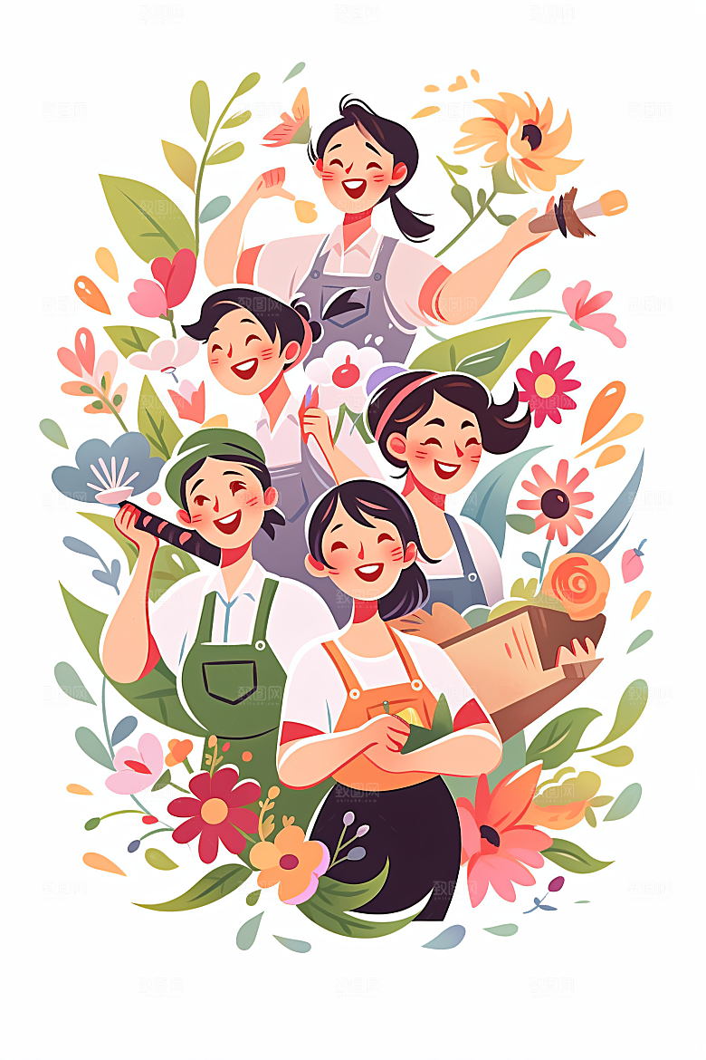 各行各业人物肖像不同职业插画