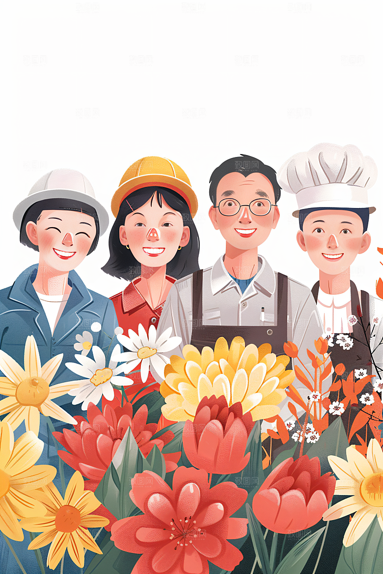 各行各业人物工种致敬劳动者插画
