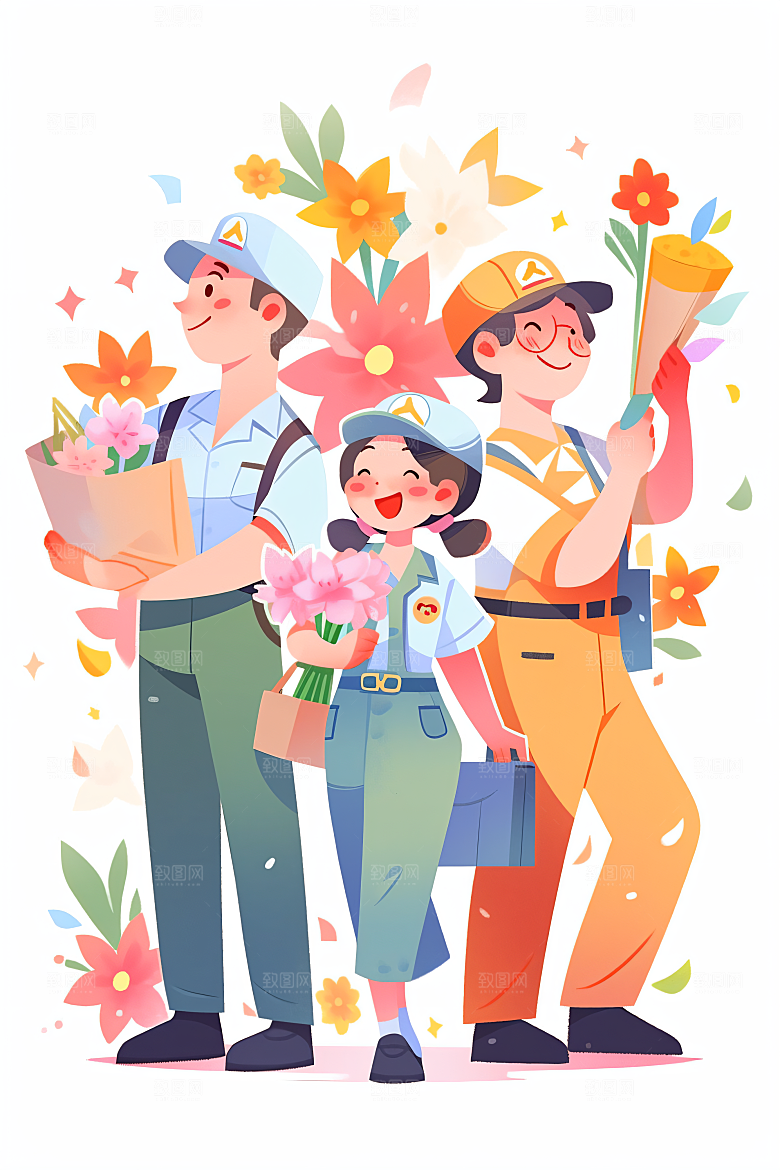 各行各业人物致敬劳动者工种插画