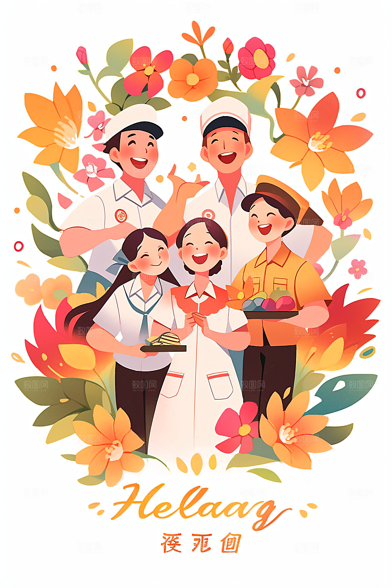 各行各业人物致敬劳动者工种插画