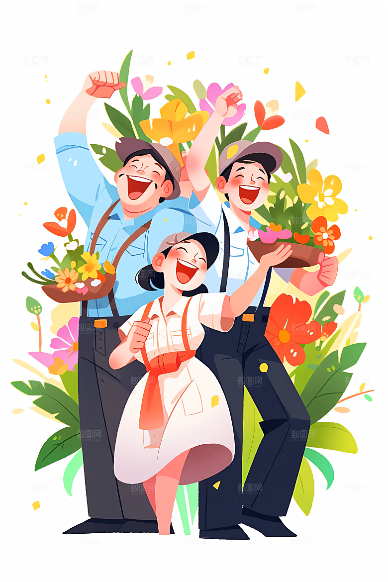 各行各业人物工种五一劳动节插画