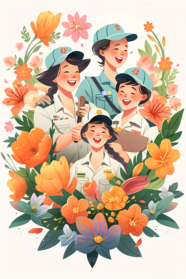 各行各业人物五一劳动节肖像插画