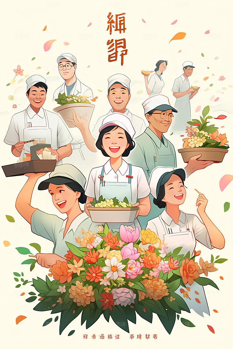 各行各业人物五一劳动节工种插画