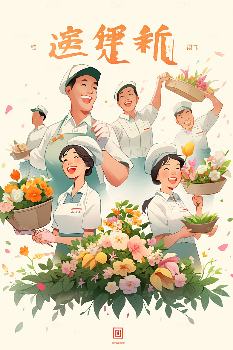 各行各业人物形象肖像插画