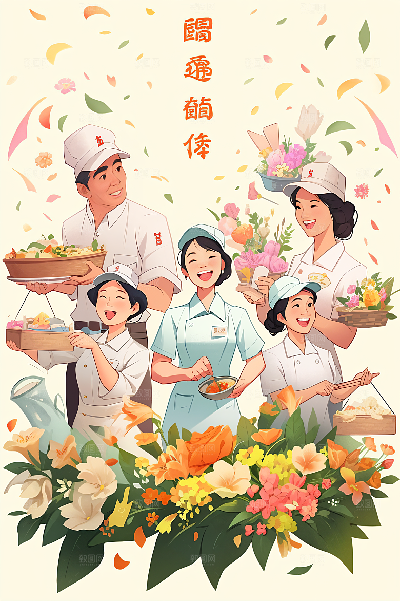 各行各业人物工种致敬劳动者插画