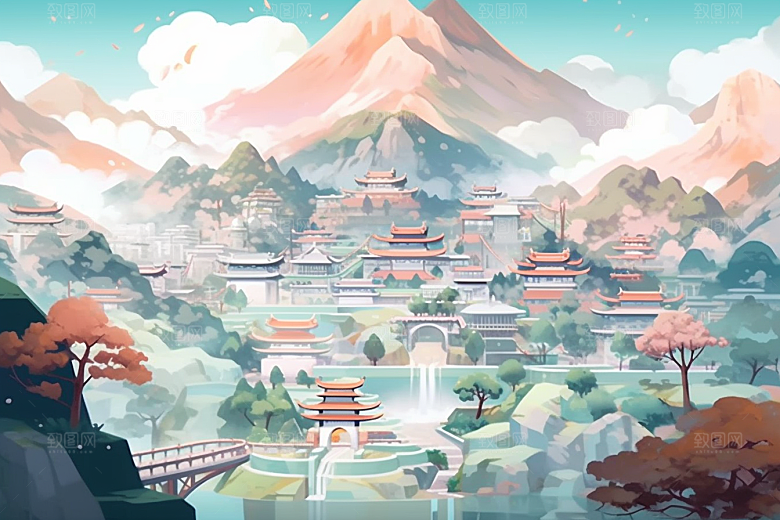 治愈风景自然唯美插画